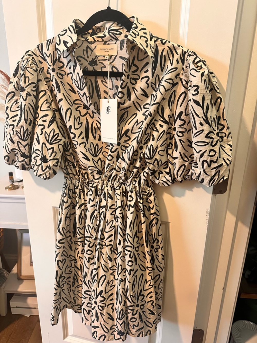 Elizabeth James the Label Elevated Floral-Print Puff Sleeve Dress